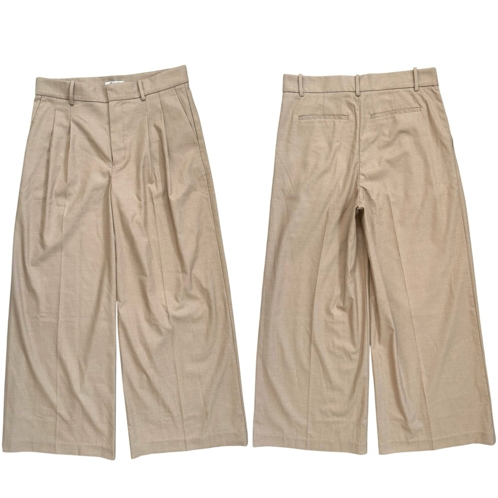 Madewell Harlow Super Wide Leg Trousers Pleated Light Beige Tan Workwear Size 4